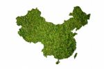 China Map Background With Grass Stock Photo