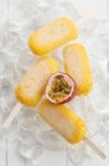 Passion Fruit  Popsicle Yummy Fresh Summer Fruit Sweet Dessert Still Life Stock Photo