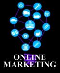 Online Marketing Icons Show Market Promotions Online Stock Photo