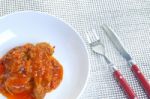 Fried Chicken With Chilli Sauce Stock Photo