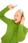 Woman Listening Music Stock Photo