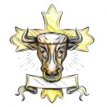 Bullock Head Christian Cross Stock Photo