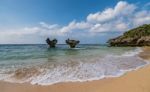 Small Heart Shape Island Along The Beach Stock Photo