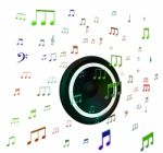 Speaker And Musical Notes Shows Music Acoustics Or Sound System Stock Photo