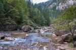 View Of The Bicaz Gorge Between Moldavia And Transylvania Stock Photo