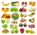 Collection Of Fruit Isolated On White Background Stock Photo