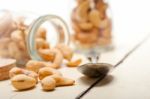 Cashew Nuts On A Glass Jar Stock Photo