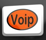 Voip Button Means Voice Over Internet Protocol Or Broadband Tele Stock Photo