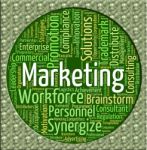 Marketing Word Indicates Words Promotion And Markets Stock Photo