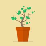 Plant In Pot Flat Icon Stock Photo