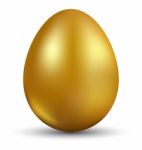 Golden Egg Isolated On White Background For Easter Day Stock Photo