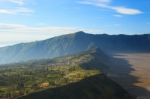 Village Near Cliff At Bromo Stock Photo