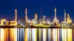 Oil Refinery At Night In Bangkok, Thailand Stock Photo