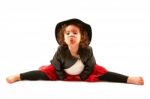 Little Girl Fashion Model With Black Hat Stock Photo