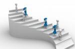 3d People Standing Stairs Stock Photo