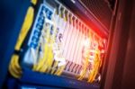 Fiber Optic With Servers In A Technology Data Center Stock Photo