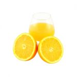 Orange Juice In Glass And Two Half Fruit Stock Photo