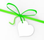 Gift Tag Shows Empty Space And Bow Stock Photo