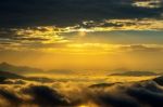 Seoraksan Mountains Is Covered By Morning Fog And Sunrise In Seoul,korea Stock Photo