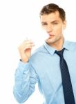 Corporate Male Smoking Cigarette Stock Photo