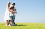 happy Family in Garden Stock Photo