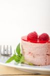 Fresh Raspberry Cake Mousse Dessert Stock Photo