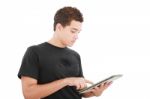 Boy With Tablet Pc Stock Photo