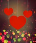 Abstract Red Hearts Decorated On Colorful Background Stock Photo