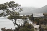 Boat Shed In Dove Lake, Tasmania  Stock Photo