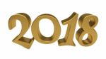 Gold 2018 Lettering Isolated Stock Photo