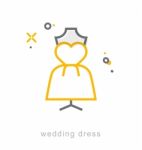 Thin Line Icons, Wedding Dress Stock Photo