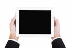 Business Holding Tablet Stock Photo