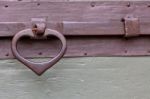 Old Wooden Door Bolt Handle Stock Photo