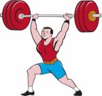 Weightlifter Lifting Barbell Isolated Cartoon Stock Photo