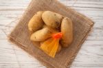 Potato Still Life On Wood Background Stock Photo