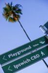 Road Sign In Ipswich City, Queensland Stock Photo