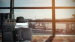 Group Of Luggage In The Airport Terminal Stock Photo