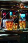 London - July 27 : Jugs Of A Fruity Alcoholic Drink Awaiting Col Stock Photo