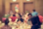 Blurred People In The Banquet Room Stock Photo