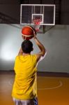 Basketball Player Stand Stock Photo