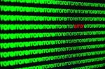 Close Up Of Binary Code Infected By Computer Virus Stock Photo