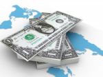 American Dollar On World Map Stock Photo