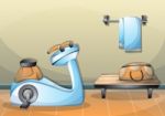 Cartoon  Illustration Interior Fitness Room With Separated Layers Stock Photo