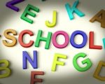 School Written In Kids Letters Stock Photo