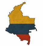 Colombia Map On  Flag Drawing ,grunge And Retro Flag Series Stock Photo