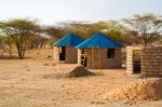 Traditional Houses In Kenya Countryside Stock Photo