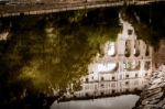 Reflection Of The State Castle And Chateau Complex Of Cesky Krum Stock Photo