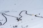 View From Sass Pordoi In The Upper Part Of Val Di Fassa Stock Photo