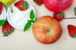 Fruits And Yogurt Stock Photo