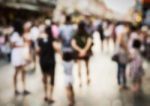 Blurred People Walking On The Street Stock Photo